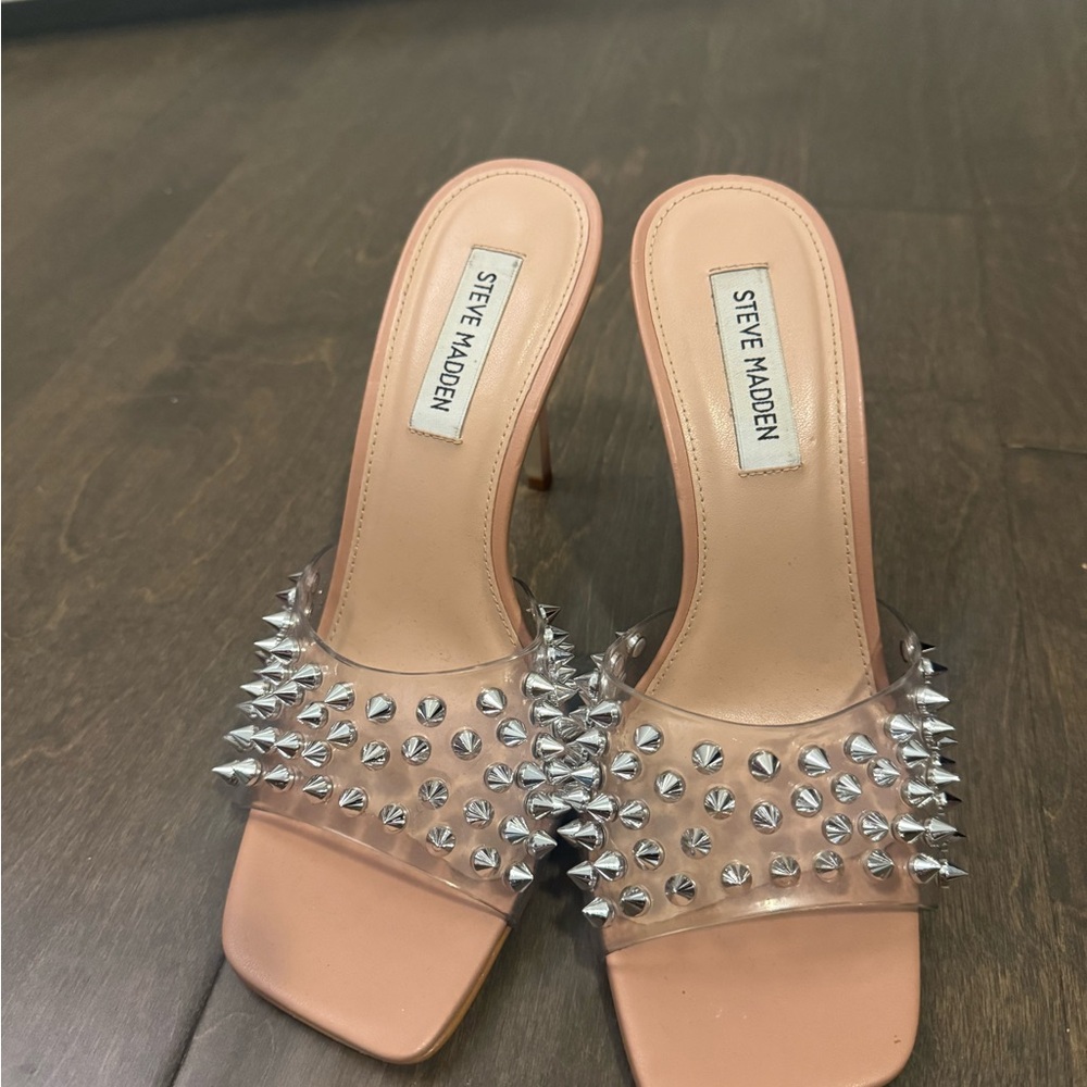 Steve Madden Tan and Silver Spiked Heels never worn